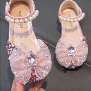 Fashion Kids Pink Princess Gem Bow Girls' Dress Shoes